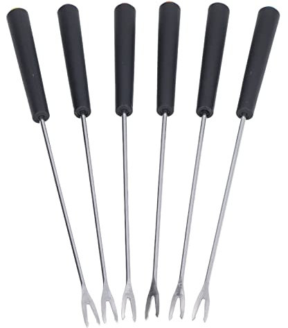 HERCHR Stainless Steel Fondue Forks,6Pcs Cheese Fondue Forks 23cm/9.1inch Chocolate Fondue Set Long Forks for Cake Chocolate Fruits Cheese Fondue