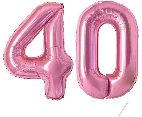 Geburtstag zahlen luftballon 40 jahre | Folienballon Rosa- Folienballon in 40-101cm Geburtstagsdeko - Ballon Zahl Deko zum Geburtstag fliegt mit Helium für Männer Frauen 40.Geburtstagsparty Jubiläum