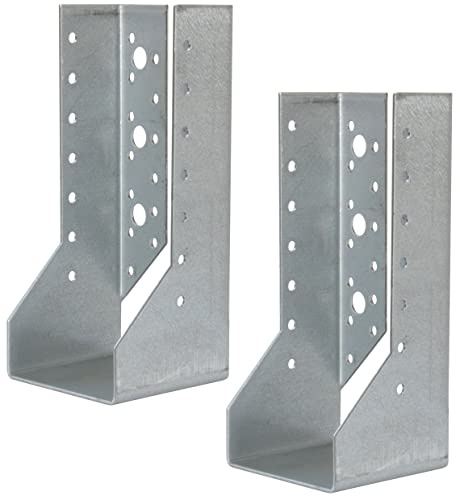 AERZETIX - C58657 - Lot de 2 Sabots de charpente à ailes intérieures 76x182x75x2 mm - sabot de solive à 46 trous - en acier zingué Z275