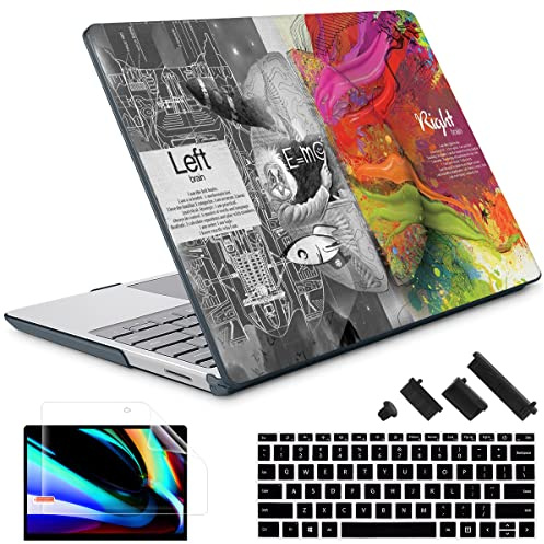 May Chen Compatible with Microsoft Surface Laptop Go 3 Go 2 Go 1 12.4 Inch Model 1943 2013 (2023 2022 2020 Release), Plastic Hard Shell Case with Screen Protector + Keyboard Cover + Dust Plug, Brain