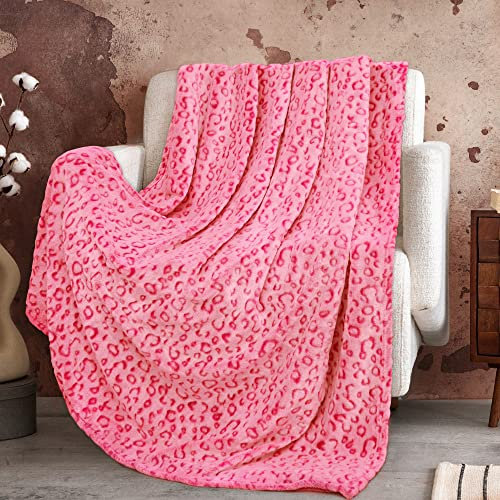 ZHIKU Decke, Überwurf, weiche Fleece-Decke, leicht, 127 x 152 cm, Rosa