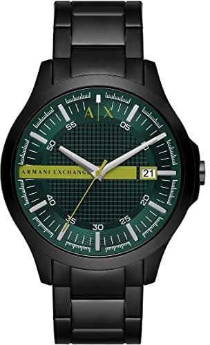 Armani Exchange Herrenuhr 3-Zeiger-Werk Datum Edelstahl schwarz, AX2450