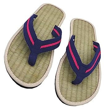 Gluhbirnen Unisex Bambus Flip Flops, Einfache, Flache, Rutschfeste Hausschuhe, Strohpantoffeln, Zehentrenner, Modische Flip Flops aus Stroh, Schweißfeste Strandsandalen, Rot, 39