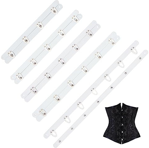 BENECREAT 5 Sets Iron Spring Corset Busks, 5 Styles White Corset Busks Steel Boning with Hook and Eye Closure for Waist Trainer