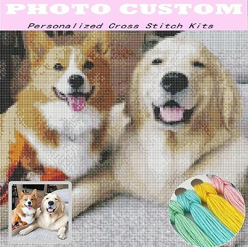 Zleiubisa Individuelles Kreuzstichmuster vom Foto, 50 x 50 cm, personalisiertes Design, 11-fädiger Kreuzstich, geprägter Stoff, Stickset für Erwachsene und Anfänger (50,8 x 50,8 cm)