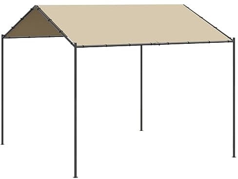 Tidyard Gartenpavillion Pavillon Pergola Sonnenschutz Gartenzelt Überdachung Terrasse Garten Beige 3x3 m Stahl und Stoff