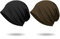 XURIGOX Baumwoll-Beanie-Mützen für Damen, dehnbare Totenkopfkappe, Helmfutter, leichte Mütze, Übergröße/Schwarz+Olive, Einheitsgr��e