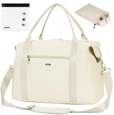 WandF Cabin Bag 40x20x25 for Ryanair Underseat Travel Bag, Carry-On Luggage Weekend Bag in White (20L)