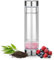 Navaris Gourde à Pierres Précieuses - Bouteille d'Eau en Verre Borosilicate 450ml avec Cristaux de Quartz Rose Filtre à Thé et Housse Néoprène