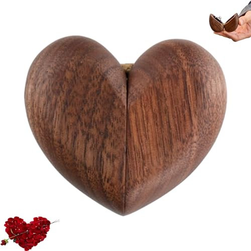 YANJIY Ring Hochzeit Box Holz, Trauringe Box Hochzeit, Ehering Box aus Holz, Herzförmige Ringbox Mit Kissen, Ringschatulle Verlobung -Stilvoll Und Elegant, Für Überraschungen, Ringaufbewahrung