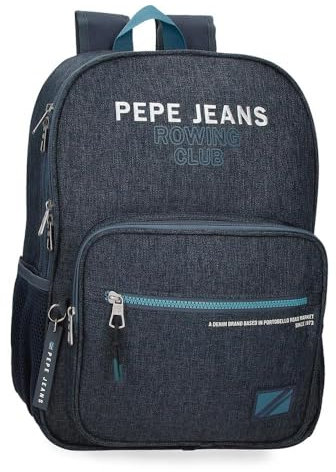 Pepe Jeans Edmon Mochila Escolar Adaptable a Carro Azul 30x40x12 cms Poliester 15,6L by Joumma Bags