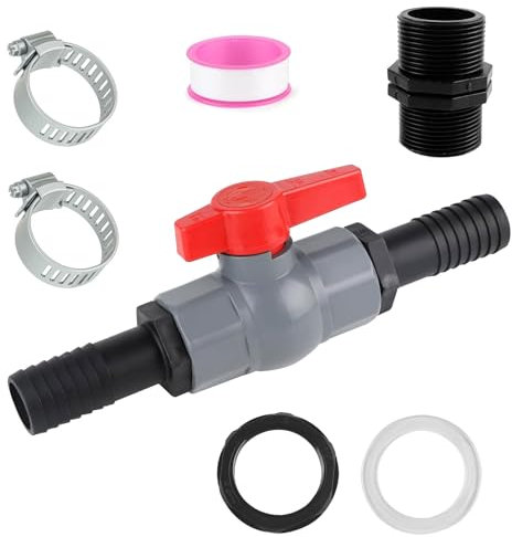 Kugelhahn mit Schlauchverbinder 32mm Pool Ventil 1 1/4 Zoll Schlauchanschluss PVC Absperrventil Pool Kugelhahn Schlauchtüllen Wasserkugelhahn Kunststoff Wasser Kugelhahn für Garten