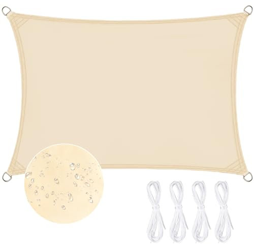 Snarflun Toldo Cuadrado Impermeable y Cortaviento (2 * 3m), con Protección UV, con Ojales y Cuerda de Fijación, Adecuado para Balcones, Terrazas, Jardines y Otras Zonas Exteriores