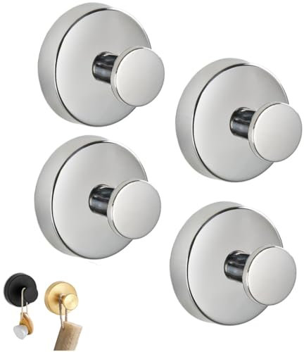 Juketron Luxe Hold Ganchos sin taladro, Luxegrip Duschhaken, Luxe Grip Haken für Dusche, selbstklebende Saugnapfhaken, schwarze Saugnapfhaken für Dusche (4, Silber)