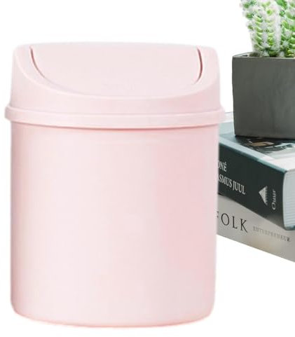 Buerfu Countertop Trash Can | Tabletop Desk Trash Can Small with Lid,Tiny Wastebasket Garbage Cans, Small Paper Basket for Vanity Tabletop, Coffee Table, Car Interior