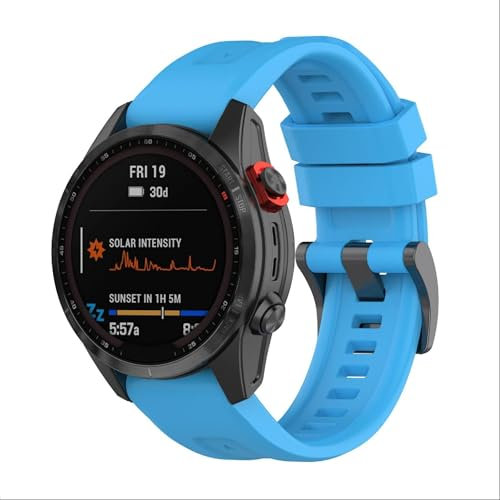 GIOPUEY Armband Kompatibel mit Garmin Fenix 8 47MM/Fenix E 47MM, Weiches Silikon Armband [Verschleißfest] [Atmungsaktiv] Ersatzarmband - Sky Blue