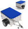 Anhänger Plane 258 x 136 x 10 cm | Flachplane Anhänger Abdeckplane aus PVC Material Verstärkte Wasserdicht&Reißfeste | Anhänger Plane für Stema Böckmann 750kg PKW (Blau)