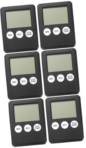 OKUMEYR 6pièces Minuteur De Cuisine Numérique Portable Compte Pratique pour Étudiants Et Activités Noir