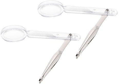minkissy 1 Satz Pinzette Lupe Leichte Lupe Pinzette Zum Zupfen Der Augenbrauen Pinzette Aus Stahl Schmuckset Beleuchtet Pinzette Mit Lupe Pinzette Reparieren Schminkpinzette Weiß Metall 2st
