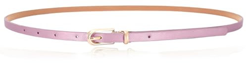 LECTNORE Ceinture fine en cuir pour femme, ceinture fine avec boucle en métal pour jeans et pantalons (violet clair)
