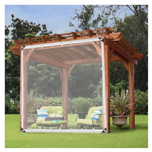 Transparente, robuste, wasserdichte Pavillon-Seitenteile und transparente Plane für Terrasse, Markise, Outdoor, Garten, 4 x 5 m, Polyvinyl-Material mit verstärkten Ösen