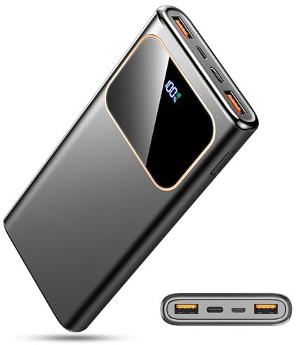 Power Bank 10000mAh, 22.5W Ricarica Rapida Powerbank per iPhone 16/15/14/13/12/11 Samsung Xiaomi etc, Leggero Caricatore Portatile con 3A USB-C Ingressi e Uscite Compatibile con Android iOS 2025