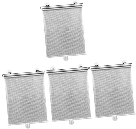 DOITOOL 4 Piezas Cortina opaca pegatina cubierta revestimientos protección solar Bloqueo solar apagón de privacidad de ventana cortina de ventana resistente al desgaste el plastico Silver