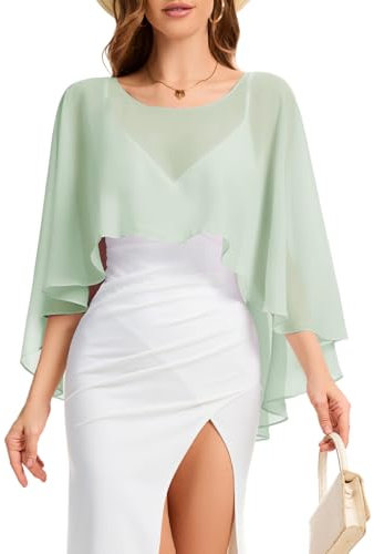 Bbonlinedress Chiffon Capes Damen Sommer Weiche Capelets leichte Tücher Wraps für Abendkleider Schal Stola elegant Umhang Light Green