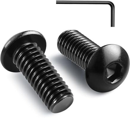Lot de 20 vis à tête bombée M5 x 20 mm à tête bombée à six pans creux en acier inoxydable A2 Vis noires avec clé à six pans creux