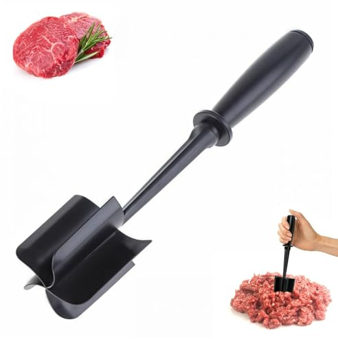 5-Blade Meat Chopper & Masher – Multi-Purpose Kitchen Tool for Ground Beef, Hamburger, Turkey, Vegetables & More – Heat-Resistant Nylon, Non-Stick Blades, Dishwasher Safe