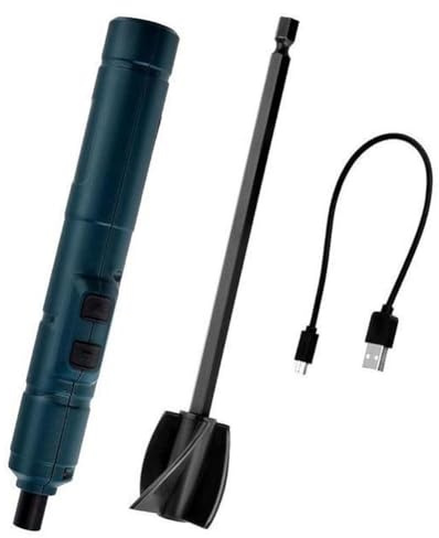 Opatiny Kit miscelatore elettrico resina con 4 barre di miscelazione in plastica per resina epossidica, vernice, pigmento, 250 giri/min, ricaricabile 3,6 V, alimentazione USB, 17,5 cm, nero