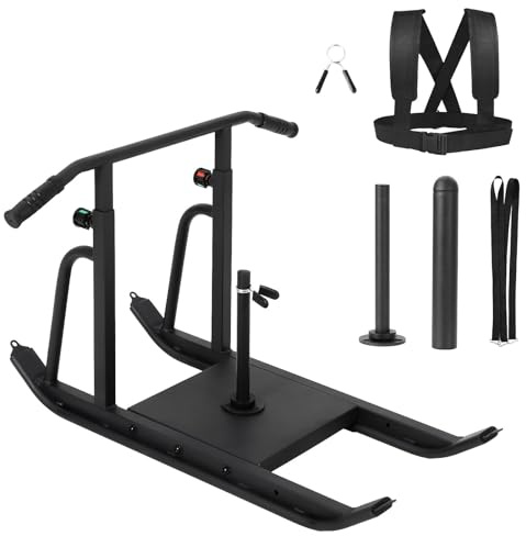 Garvee Slitta da Allenamento Professionale 550LBS per Forza e Velocità – Maniglia Regolabile a 5 Livelli – Compatibile con Dischi da 1''/2'' – Sled Push & Pull per Football Lineman e Palestra –