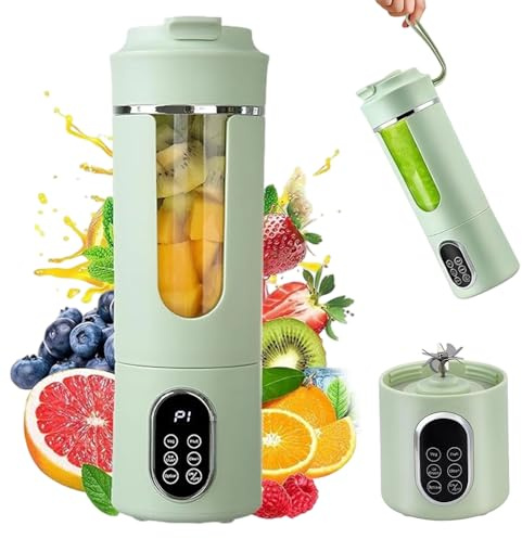 KQWVZ Portable Blender, 530ml Personal Blender, USB Rechargeable Portable Blender, Fruit Veggie Juicer Cup, Cordless Mini Blender with 12 Blades, Fresh Juice Blender for Home,Sport,Office, Traveling