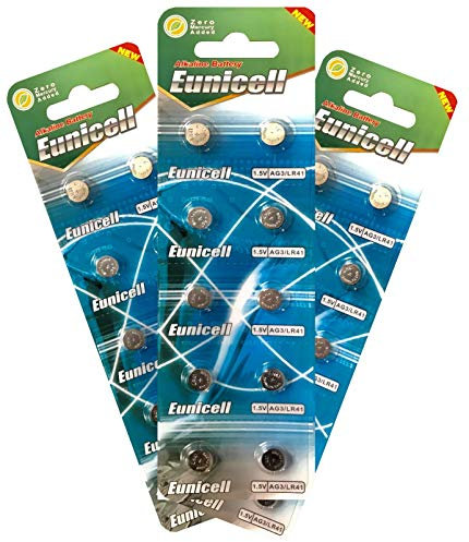 Eunicell Lot de 100 piles bouton AG3 AKA SG3, LR41, 192/384/392 by Eunicell