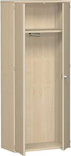 Geramöbel Garderobenschrank mit ausziehbarem Garderobenhalter, 1 Dekor-Einlegeboden, abschließbar, 800x425x1920, Ahorn/Ahorn
