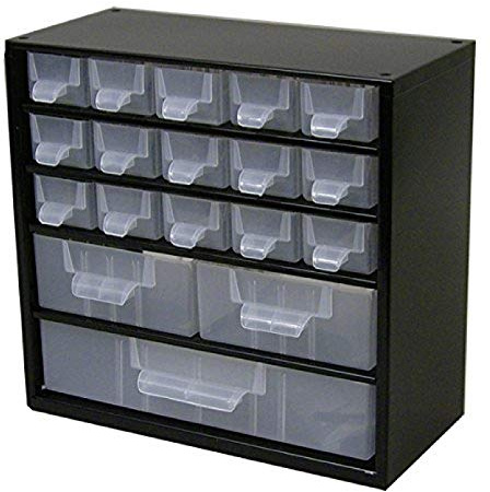 Kleinteilemagazin METALL Schwarz 306x146x285 mm 15+2+1 Schubladen 10 Trennstege