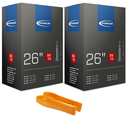 Schwalbe Schlauch SV 13-26 - 2er Set Sclaverandventil/Französisches Ventil inkl. SKS Reifenheber