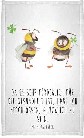 Mr. & Mrs. Panda Gäste Handtuch Hummeln Kleeblatt - Geschenk, Tiere, Gute Laune, Gästetuch, lustige Sprüche, Tiermotive, Sport Handtuch, Spruch