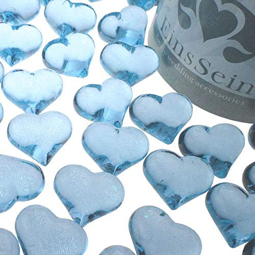 EinsSein 30x Dekosteine Funkelnde Herzen 22mm hellblau Dekoration Streudeko Konfetti Tischdeko Hochzeit Hochzeit Konfetti Diamanten Diamant Glas groß