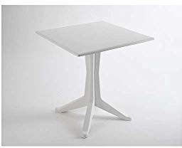 Quadratischer Tisch für draußen und drinnen, Made in Italy, 70x70x72 cm, weiße Farbe