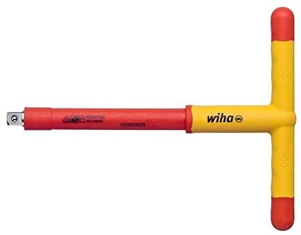 Wiha 43062 Quergriff Adapter isoliert für Steckschlüssel Rot Gelb, 3/8