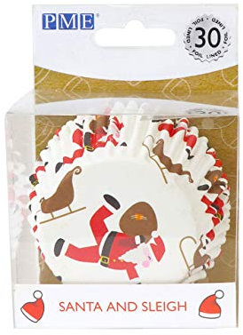 PME BC805 Natalizi Pirottini Rivestiti in Alluminio-Babbo Natale e Slitta (30 unità), Paper, Bianco