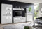 Newfurn Wohnwand Anbauwand Modern Wohnzimmerschrank Wohnlandschaft Mediawand Fernsehschrank II 350x198x 35-42 cm (BxHxT) II [Finn.six Concept] in Weiß/Weiß Hochglanz Wohnzimmer