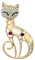 Fliyeong Broche en Forme de Chat Vintage dorée de qualité supérieure avec opales Imitation Animal pour Femme, Petite Broche