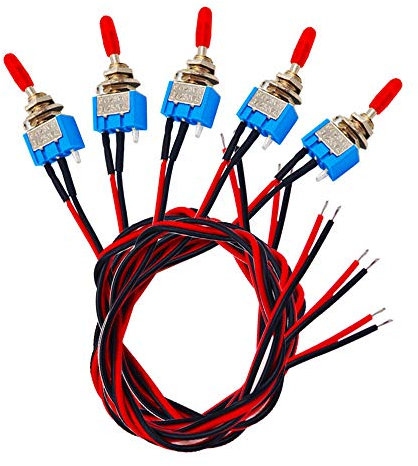 Senven® 5pcs Interruttore a Levetta Per mini Professionale Con Pre-Wired, On-Off 2-Position 3-Pin Spst 3v / 5v / 12v / 220v / 240v Per Auto, Camion, Barche, Cruscotti - 3a 250vac / 6a 125vac