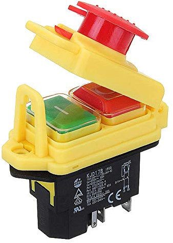 230V IP55 KJD17 GF 4 Pin Start Stop On Off Volt Release Switch Fit for Workshop Machines