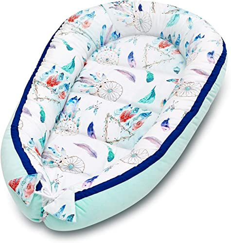 Bellochi Babynest Babynestchen Neugeborene - 90x60x12cm - 100% Baumwolle - ÖKO-TEX zertifiziert - Baby Kuschelnest - Cozy Dream