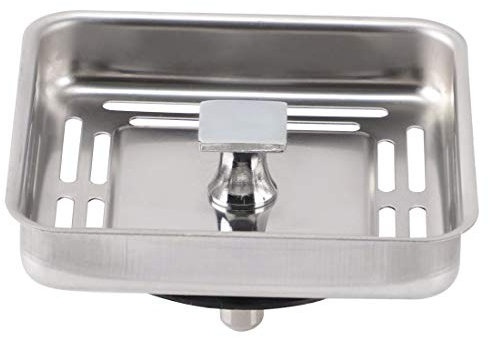 sourcing map Square Sink Water Stopper with Post Stainless Steel Anti-Blocking Mesh Drain for Home Bathroom Silver Tone