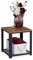 Relaxdays Mesa Auxiliar Industrial Cuadrada, Balda de Rejilla, Acero-PB, 1 Ud., 44 x 40 x 40 cm, Negro y Marrón
