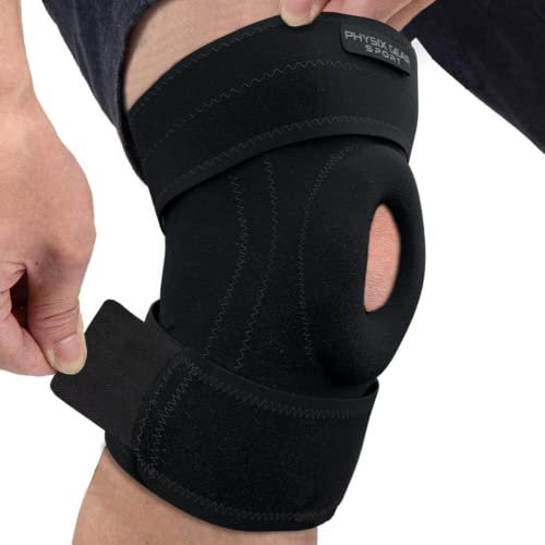 Physix Gear Sport Patella Bandage Knieschützer Sofort Schmerzlindernde Kniebandage Damen & Herren Knieschiene Mit Klettverschluss Atmungsaktive Orthese Knie Bandage Kniemanschette Kniestütze GRAU M